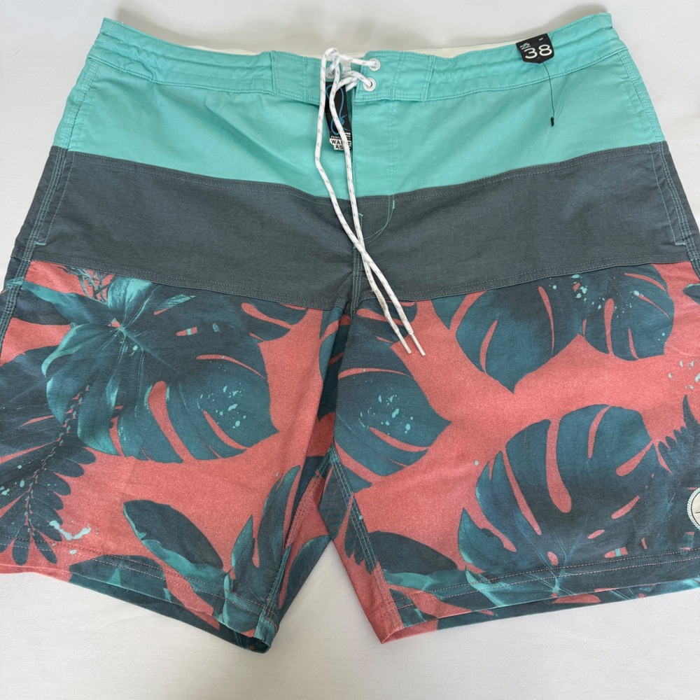 Billabong Mens Board Shorts Sz 38 Tropical Monstera Leaf Colorblock M141DTRB NWT - Picture 3 of 11
